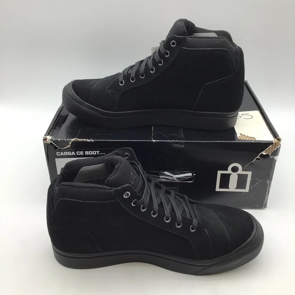 ICON‎ Mens Stealth Carga CE Black Textile Motorcycle Riding Boots Size 12 NEW